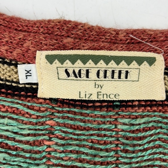 Vintage Sage Creek by Liz Ence southwest multi colour open vest - Picture 2 of 6